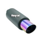 منبع اگزوز کد 705 برند رویال و سر منبع 7 رنگ با بدنه کربن